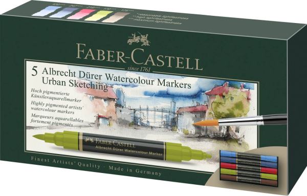 Faber-Castell Albrecht Dürer Watercolour Marker, 5er Etui, Urban Sketching