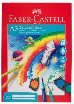 Zeichenblock A3 FSC-Mix, Faber Castell,10Blatt, beidseitig geheftet, 100gm² ***