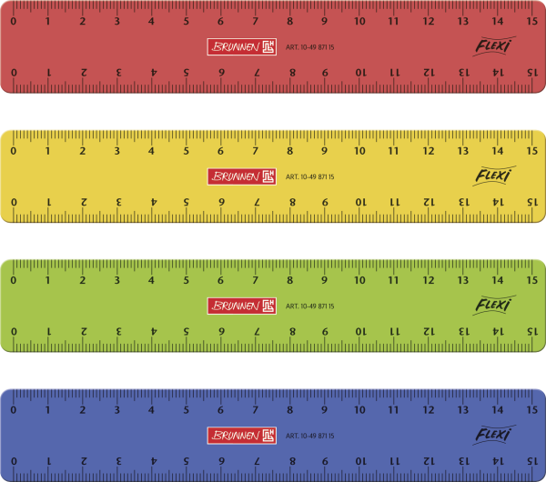 Brunnen Lineal (Büro, Schule), Flexilineal, 15 cm, in 4 Farben sortiert