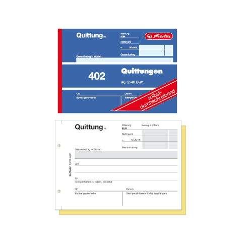 Herlitz Quittungsblock 402 A6 2x 40 Blatt