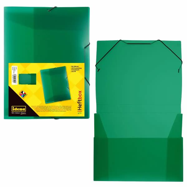 Idena Heftbox Gummizug PP transluzent grün DIN A4