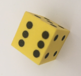 Flüster-Spielwürfel - soft - gelb , 17 mm, mit Augen