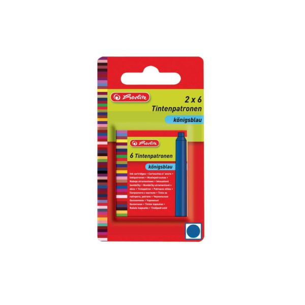 Herlitz Standard Tintenpatrone für Füllhalter, Blau, 2x6 Stück