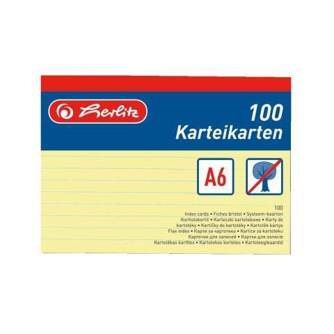 Herlitz Karteikarten A6 - 100Stück - liniert - gelb