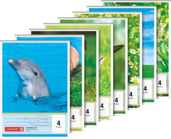 Brunnen Schulblock A5, Lineatur 4, 40 Blatt, am Kopf geleimt, Lieferumfang 1 Stück **