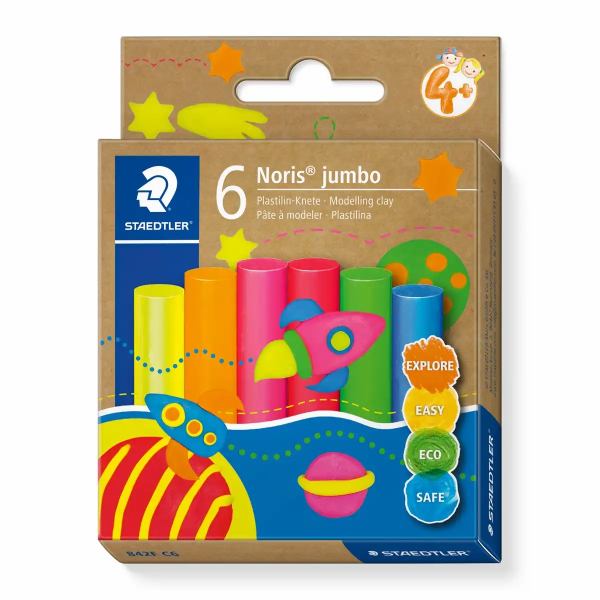 STAEDTLER Noris jumbo Schulknete, 6 Farben,