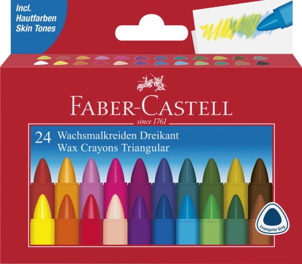 Faber-Castell Wachsmalstifte dreikant 24-er Kartonetui