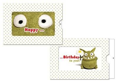 ZIP Grusskarte / Schiebekarte - Happy Birthday to you!... Monster