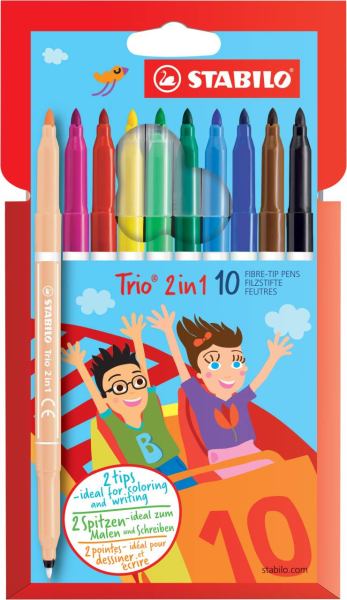 STABILO Filzstift und Fineliner in einem Trio® 2 in 1 10 Farben