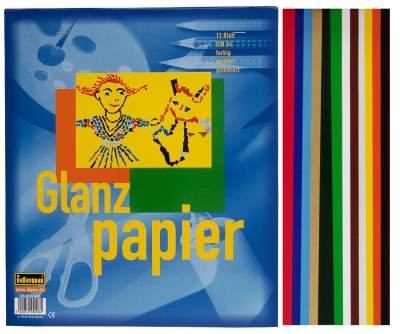 Glanz- und Buntpapier A4 12 Blatt gummiert