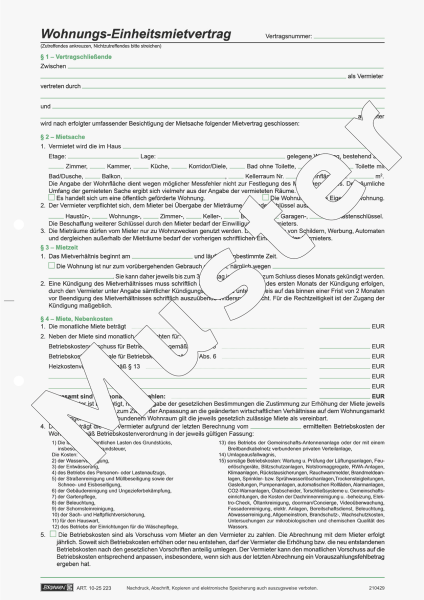 Brunnen Formular "Wohnungs-Einheitsmietvertrag"