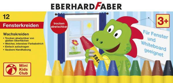 EBERHARD FABER Colori Wachsmalkreide für Fenster - 12er Etui **