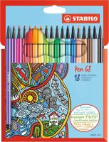 STABILO Fasermaler Pen 68 Etui 18 ST/18 Farben STABILO Fasermaler Pen 68 Etui 18 ST/18 Farben