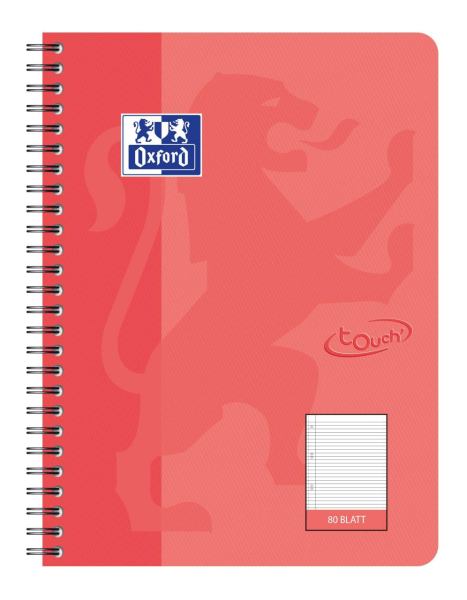 Oxford Touch Collegeblock B5 liniert, 80 Blatt, Rand links, koralle, 90g/m²