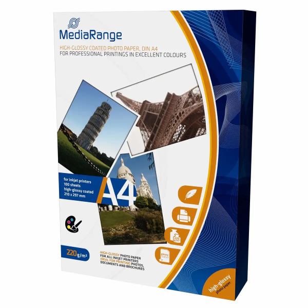 MediaRange Bilderdruckpapier hochglänzend 220g/m² DIN A4 100 Blatt