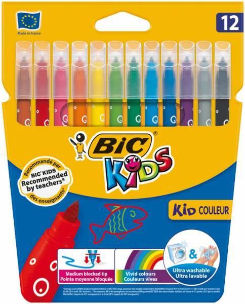 Fasermaler BIC Kids Kid, Couleur Medium 12er sort.