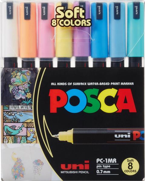 POSCA PC-1MR Acryl Marker, Pastellfarben, 8er Etui