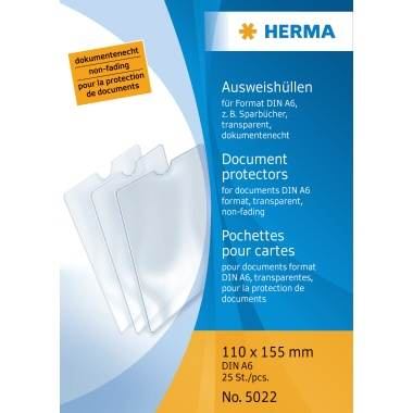 HERMA Ausweishülle 110x155 mm transparent für Format DIN A6 z.B. Sparbücher