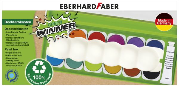 Eberhard Faber Deckfarbe, -farbkasten Deckfarbkasten 12er Green Winner