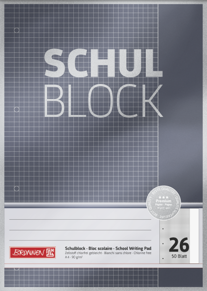 Brunnen Schulblock A4 90g 50 Blatt LIN26 Premium