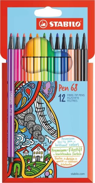 STABILO Fasermaler Pen 68 Etui 12 ST/12 Farben