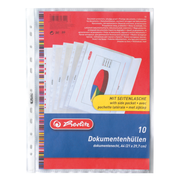 Herlitz Dokumentenhülle A4 genarbt 10 Stück mit Verschlusslasche **
