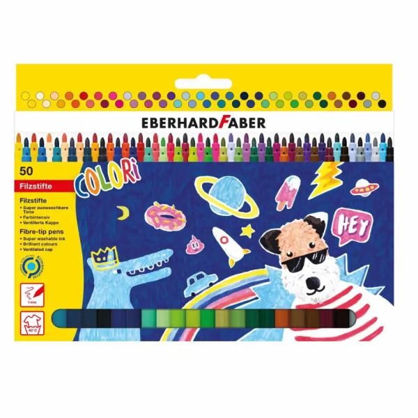 EBERHARD FABER Colori Filzstifte dünn 1mm - 50er Kartonetui **
