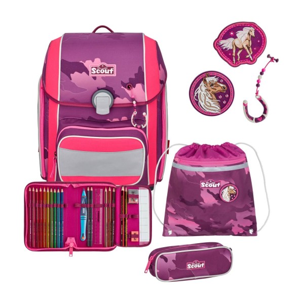 Scout Genius Pink Horse Schulranzen Set 4 teilig