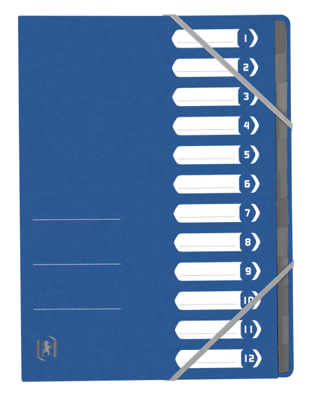 Oxford Top File + A4 Ordnungsmappe 12 Fächer mit Gummizugverschluss