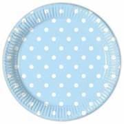 Decorata Pappteller / Partyteller D: 23 cm - Dots hellblau - 8 Stück