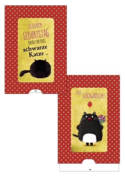 ZIP Grusskarte / Schiebekarte - Zu deinem Geburtstag... schwarze Katze