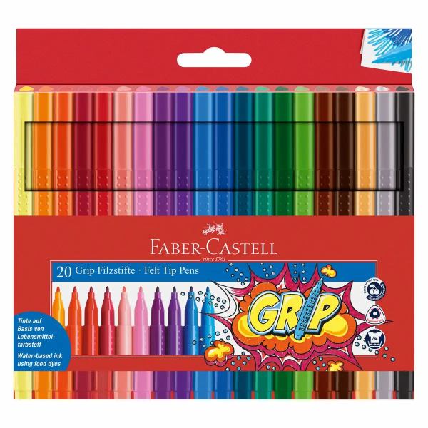 Faber-Castell Filzstift Grip Colour Marker 20er Kunststoffetui **
