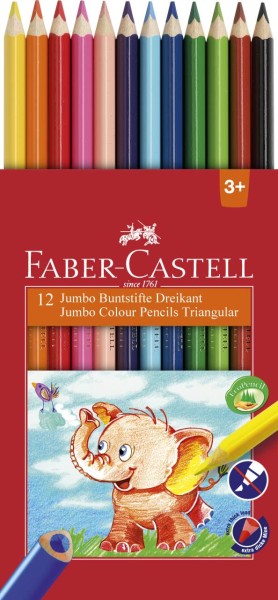 Faber-Castell Buntstifte, Jumbo 12er Etui, Dreikantform