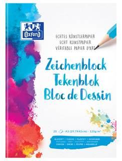 Oxford Zeichenblock A3, 20 Blatt, blanko, 120 g/m² echtes Künstlerpapier