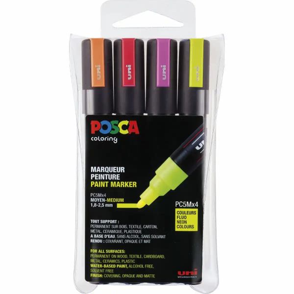 UNI POSCA Marker Neon PC-5M, 4er Set **