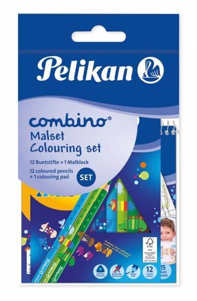 Pelikan COMBINO Malset Block + 12 Buntstifte
