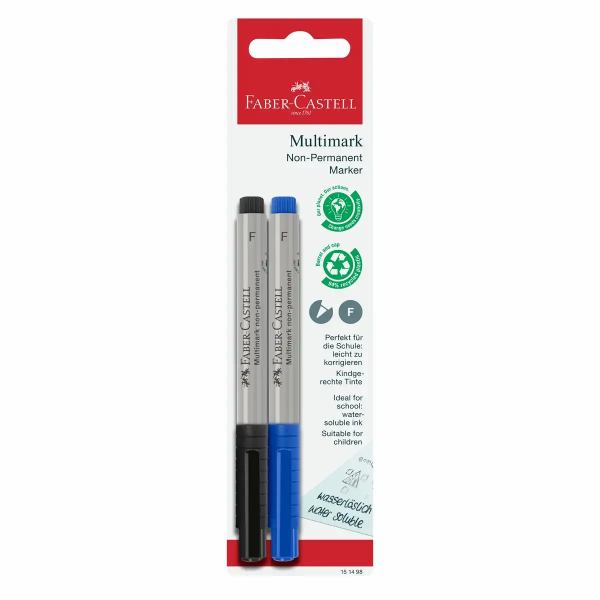FABER-CASTELL Marker Multimark F permanent blau/ & schwarz **