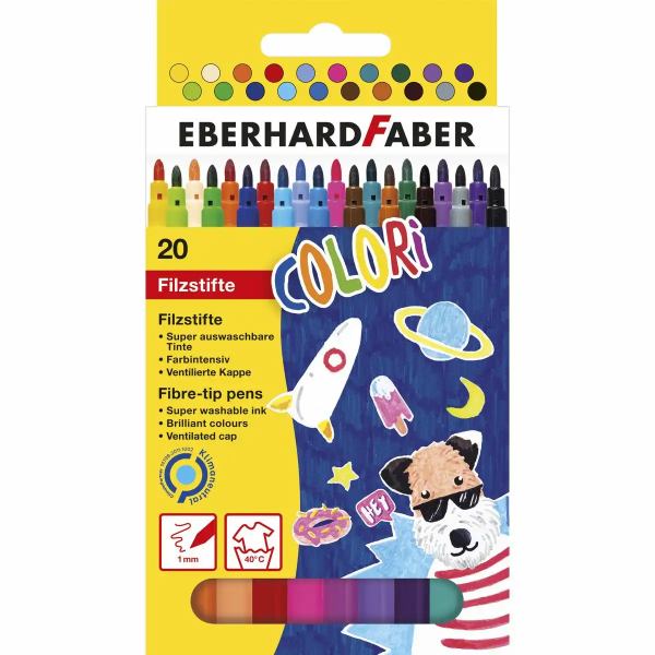 EBERHARD FABER Colori Filzstifte dünn 1mm - 20er Kartonetui **