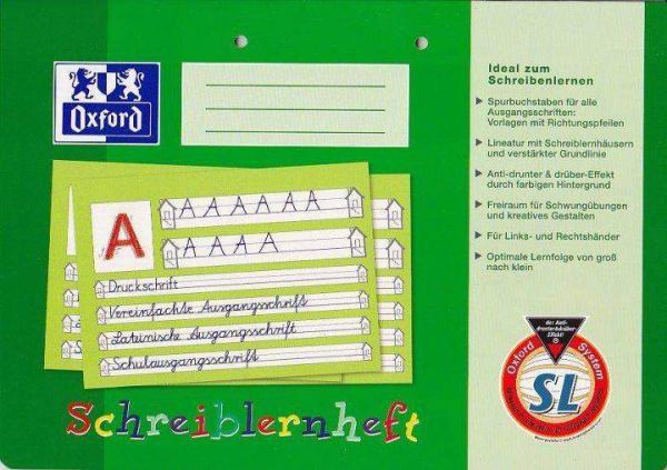 Oxford Schreiblernheft Lineatur SL liniert 16 Blatt grün DIN A4 quer **