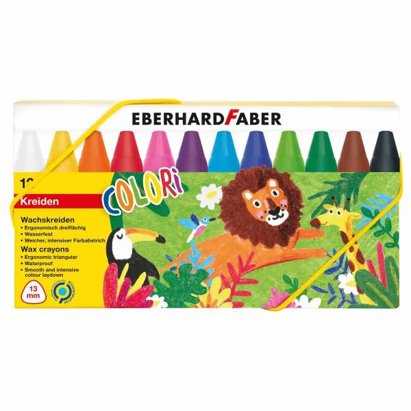 EBERHARD FABER Colori Wachsmalkreide wasserfest , dreikant - 12er Etui **