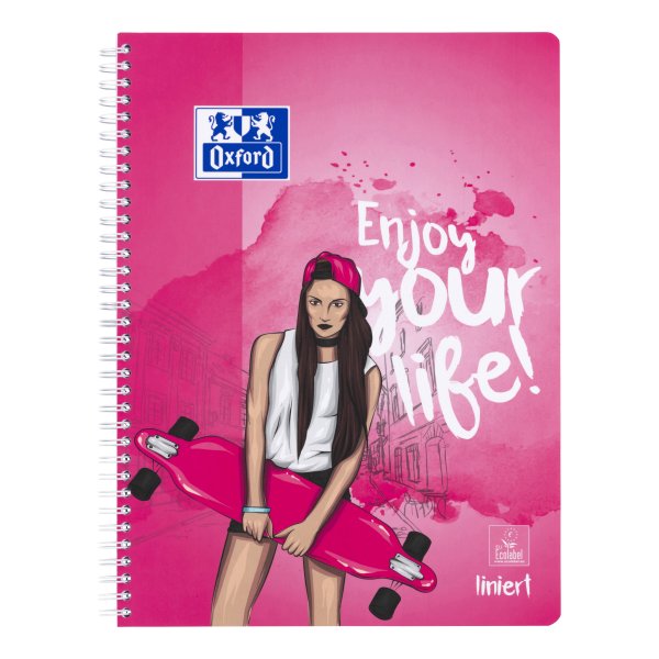 Oxford Limited Edition Skatergirl A4+ Collegeblock, Lineatur 27, 80 Blatt, Optik Paper® , Doppe