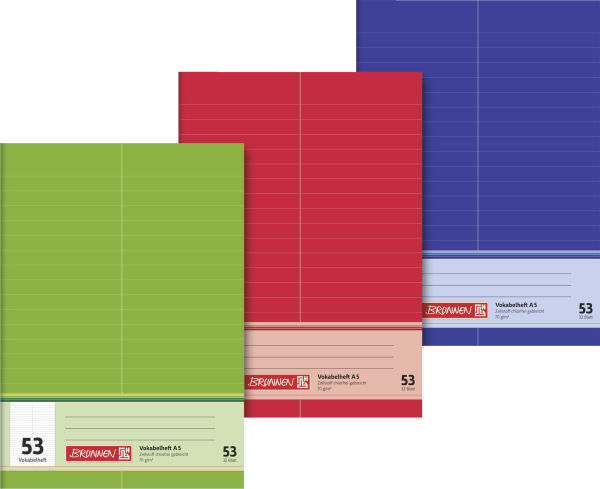 Brunnen Lineatur 53 Vokabelheft Schulheft Diarien, A5, Vokabel, 32 Blatt