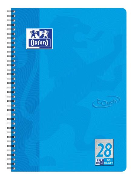 Oxford Touch Collegeblock Lineatur 28 A4, 80 Blatt, kariert meerblau, Doppelrand, 90gm²