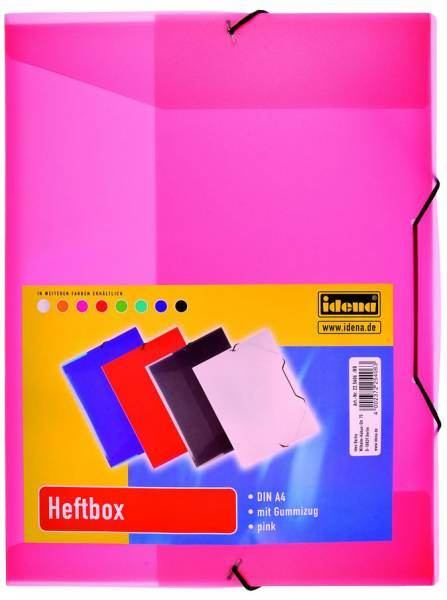Idena Heftbox A4, Gummizug, PP, transluzent pink