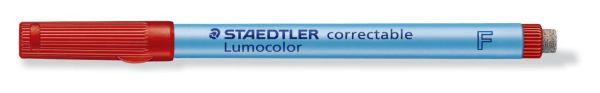 STAEDTLER Folienstift Lumocolor correct F rot 0,6mm mit Wischer