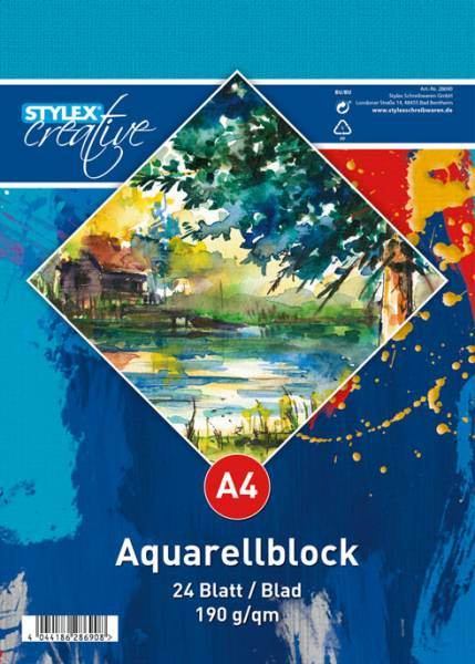 Stylex Aquarellblock A4 - 24 Blatt - 190g - kopfgeleimt ***