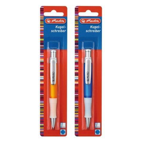 Herlitz Kugelschreiber GRIP, Druckmechanik, 1 mm, blau, Farbe des Schaftes: tranzluzent