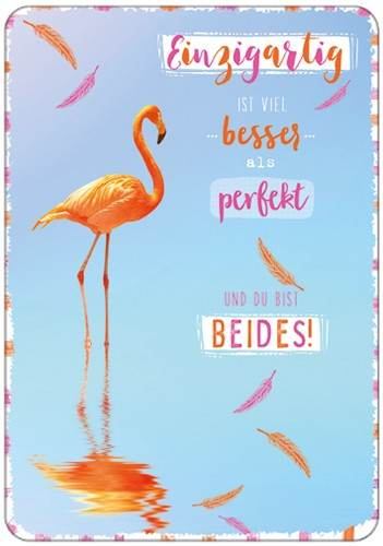 IN TOUCH Umschlagkarte, veredelt - Einzigartig ist viel besser... Flamingo