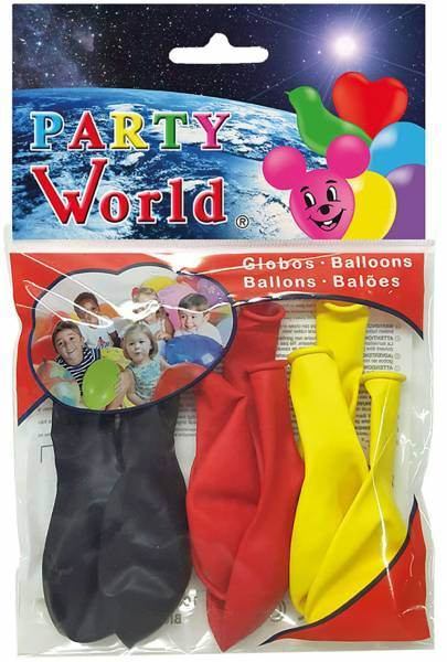 Party World Ballons schwarz,rot,gold 9er