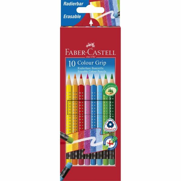 Faber-Castell Buntstift Colour GRIP radierbar 10er Kartonetui **